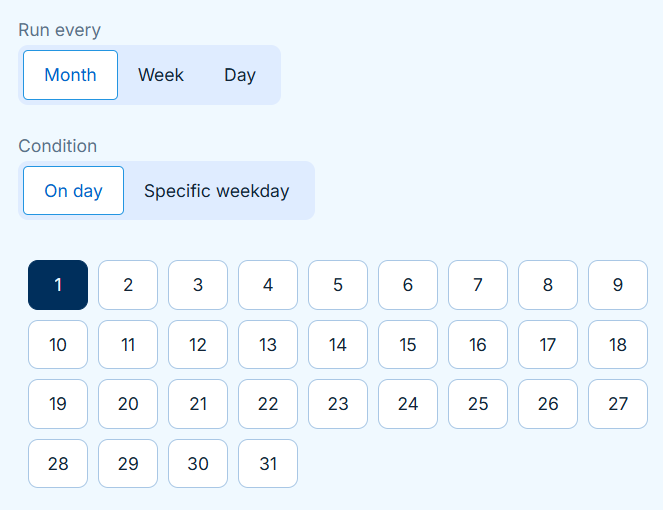 Run every month on exact day