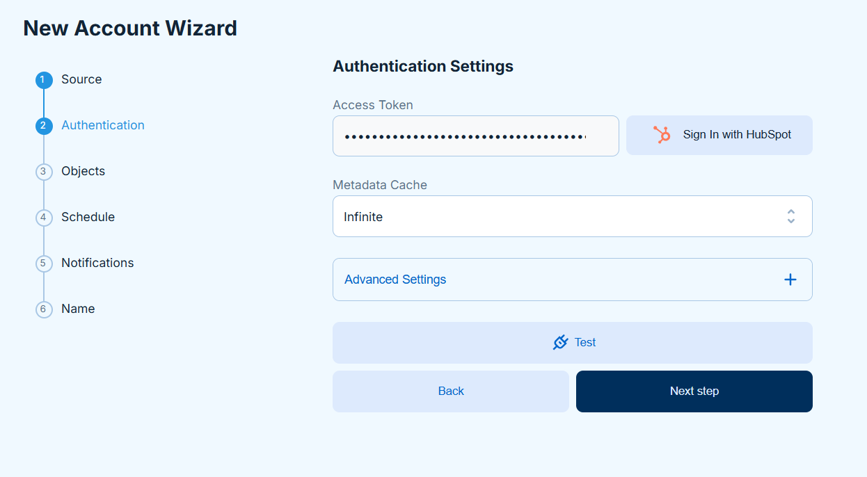 Authentication settings