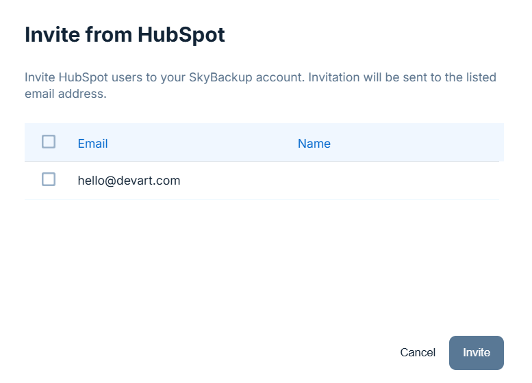 Invite from HubSpot